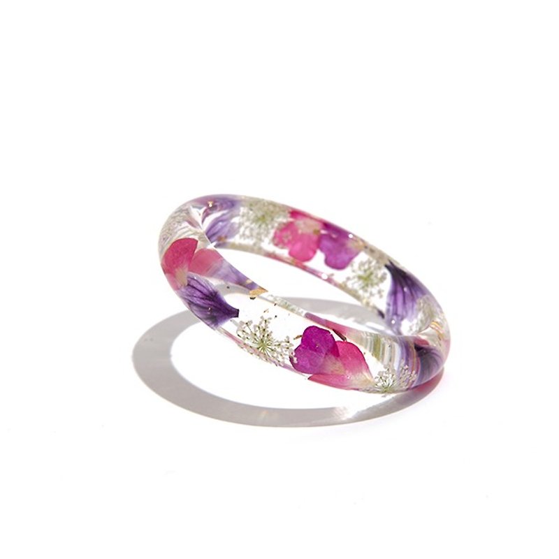 Cloris Gift Wing Bracelet - Heart Roses, White Lace Flower, Purple Alcohol Flower Petals - Bracelets - Plants & Flowers Multicolor