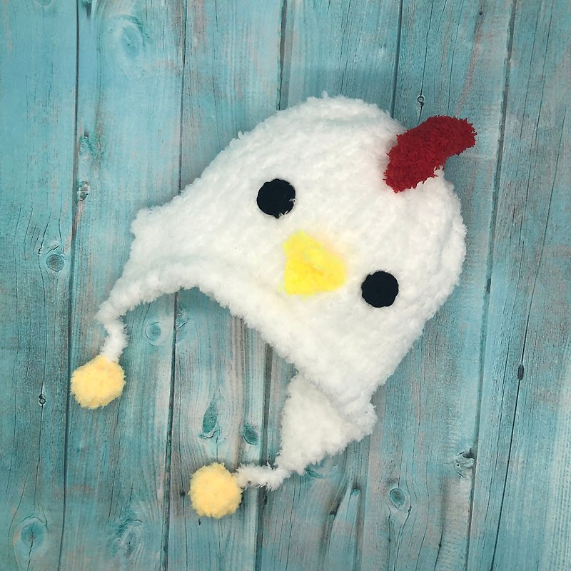 Chick-Ear-covered baby woolen cap for the first birthday gift (adults and children in all sizes) - หมวกเด็ก - เส้นใยสังเคราะห์ ขาว
