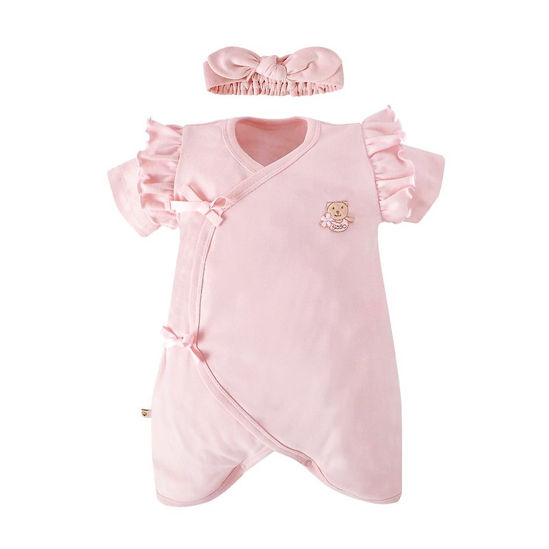 [SISSO organic cotton] French sweetheart butterfly costume + hair band (plant dyeing) 3M 6M - Onesies - Cotton & Hemp Pink