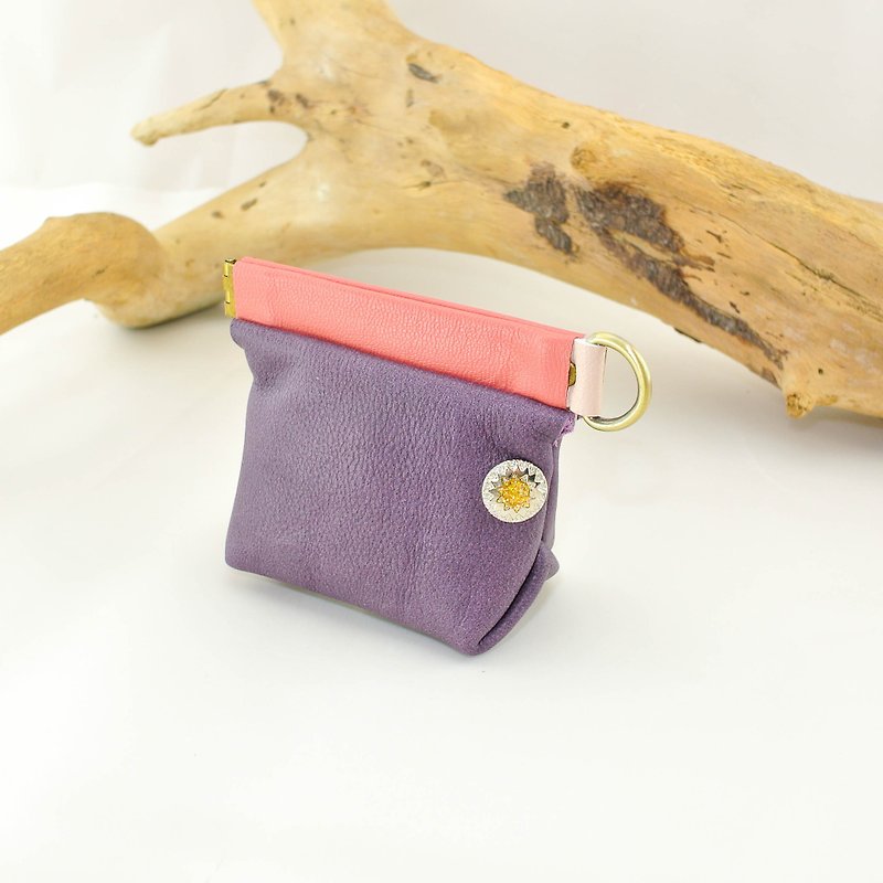 ✐. Shrapnel three-dimensional multi-functional small package. ✐ --- coin purse / small bag / admission / key / headset - Coin Purses - Genuine Leather Purple