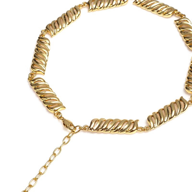 Wave ripple necklace (bright gold) - สร้อยคอ - โลหะ สีทอง