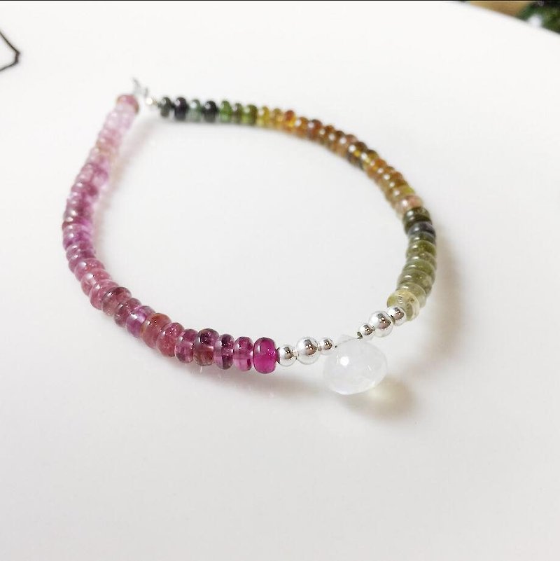 MH sterling silver natural stone custom series_双栖_碧玺真拍 - Bracelets - Gemstone Multicolor