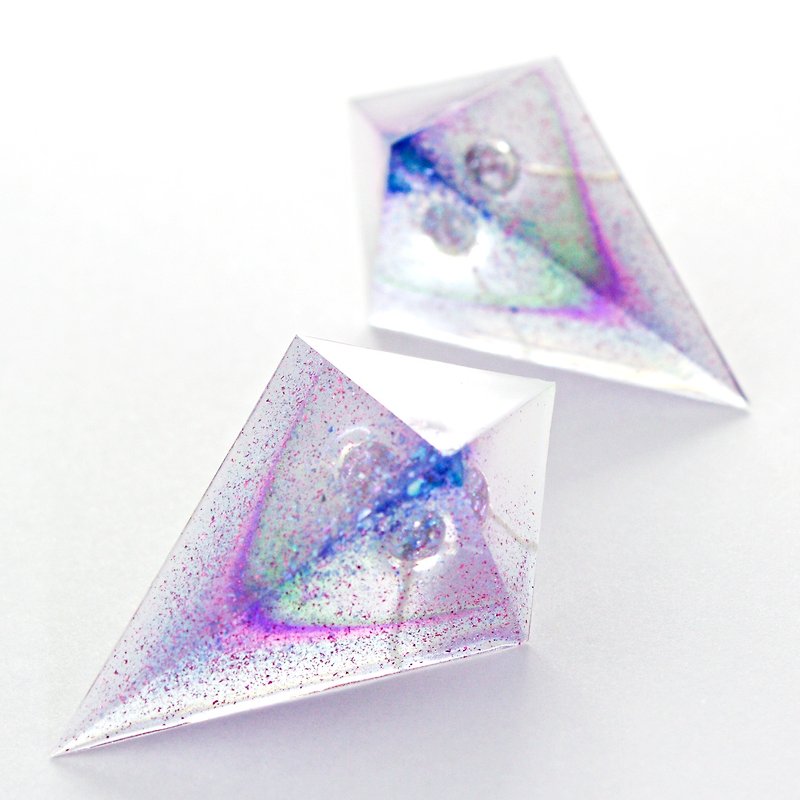 Sharp Pyramid Earrings (Sonic Disorder) - Earrings & Clip-ons - Resin Blue