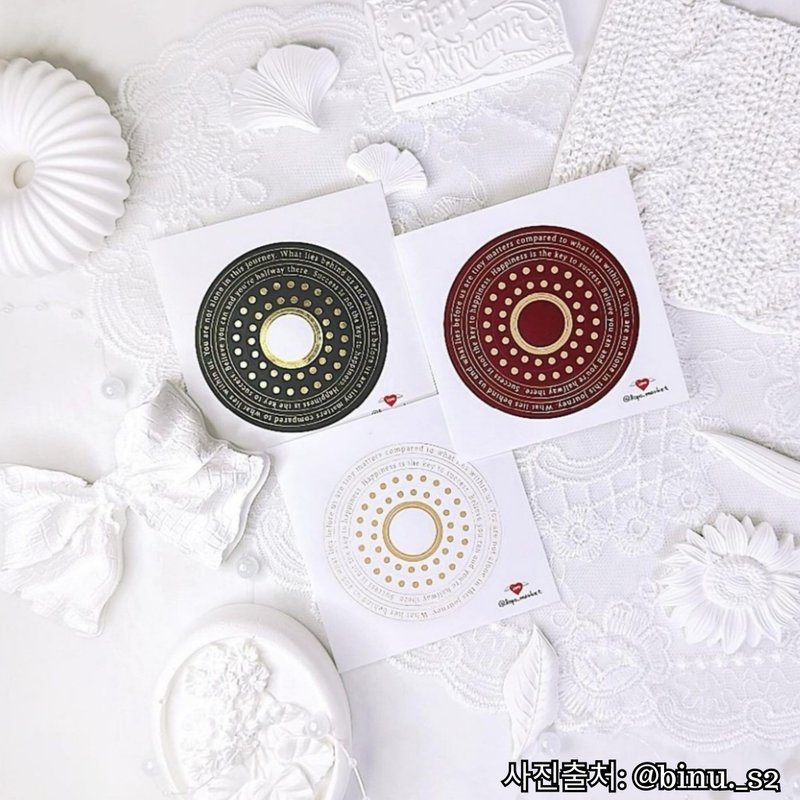 Gold Foil Circular Border Die-Cut Stickers Set 15 Sheets in 3 Colors - Stickers - Other Materials 