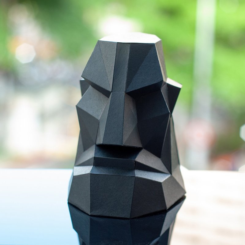 DIY手作3D紙模型擺飾 摩艾系列 -氣噗噗摩艾 (4色可選) - 玩偶/公仔 - 紙 黑色