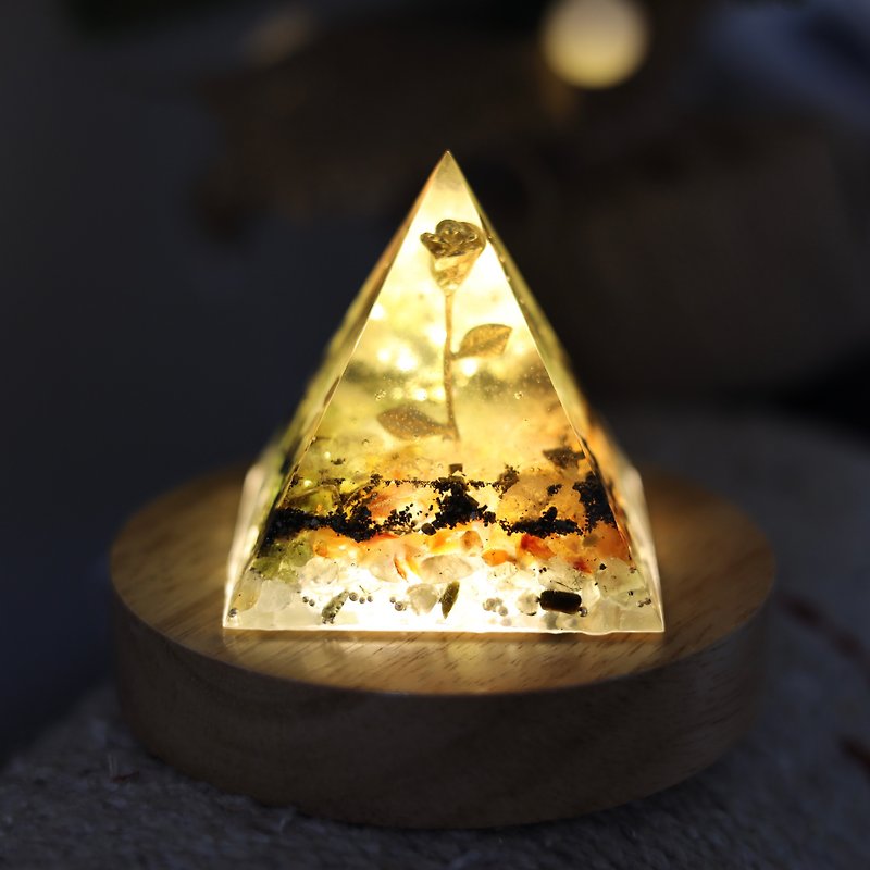 [Customized Gift] The Little Prince’s Golden Rose Night Light Crystal Healing Orgonite - Lighting - Crystal Multicolor