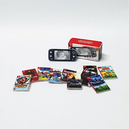 liluminiatureshop Nintendo Switch Lite Console Gray+ 10 Games Scale 1/12