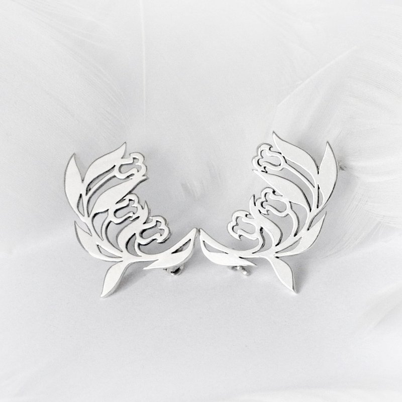 The graceful bellflower / 925 Sterling Silver Brooch-Gift for her - เข็มกลัด - เงินแท้ สีเงิน