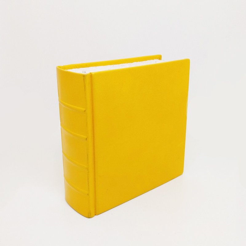 German yellow hard leather handmade paper notebook | Heinz Pütz - สมุดบันทึก/สมุดปฏิทิน - กระดาษ สีเหลือง