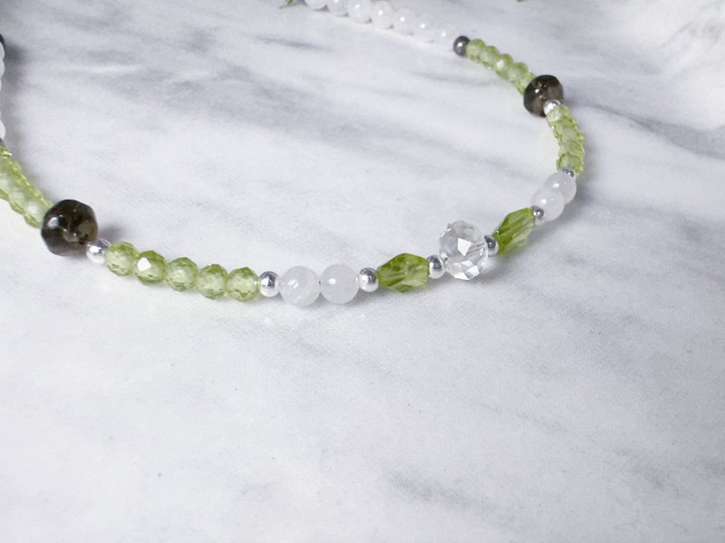 MH純銀天然石手鍊系列_默契_橄欖石 - 手鍊/手環 - 半寶石 綠色