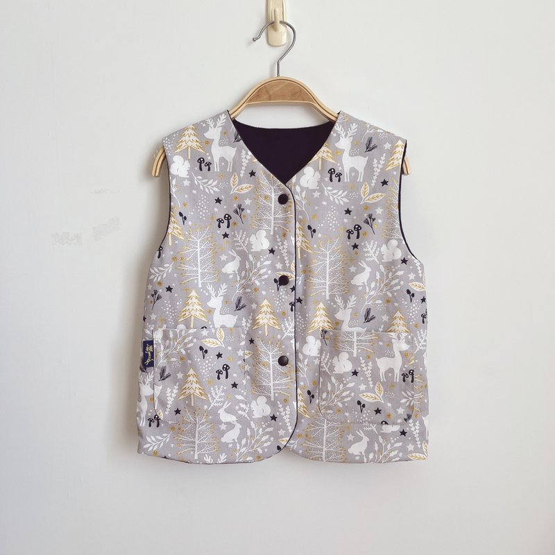 Hatless Vest Christmas Forest - เสื้อยืด - ผ้าฝ้าย/ผ้าลินิน สีเทา