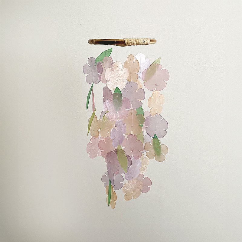PRE-MADE| African Cherry Blossom Bakery-Sunshine| Shell Wind Chime Mobile|#1-236 - 擺飾/家飾品 - 貝殼 粉紅色