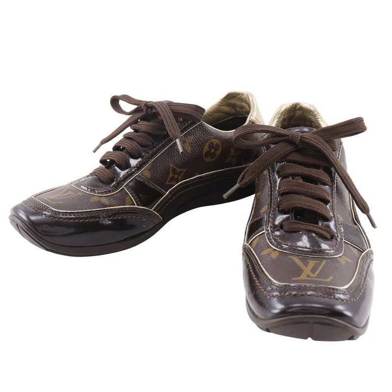 【日本直送】ルイ・ヴィトン LOUIS VUITTON ローカット スニーカー モノグラムキャンバス×エナメル 茶 レディース【中古】 - 女運動鞋/球鞋 - 人造皮革 咖啡色