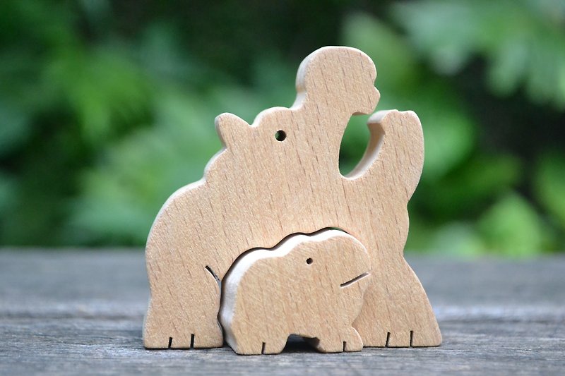 Mother hippo for a walk with her baby. handmade woodwork - Items for Display - Wood 