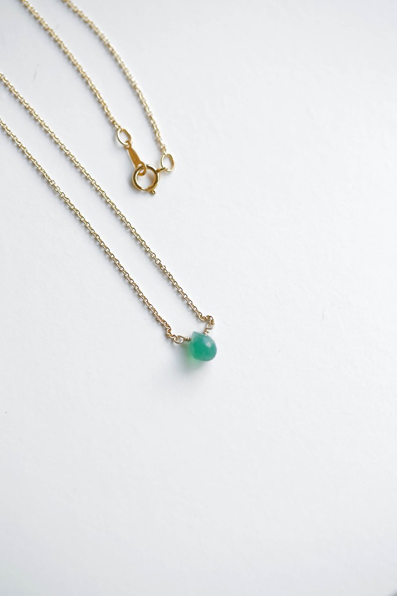 Have you no regrets necklace│chrysoprase full 14kgf birthday gift natural stone green emerald - Necklaces - Semi-Precious Stones Green