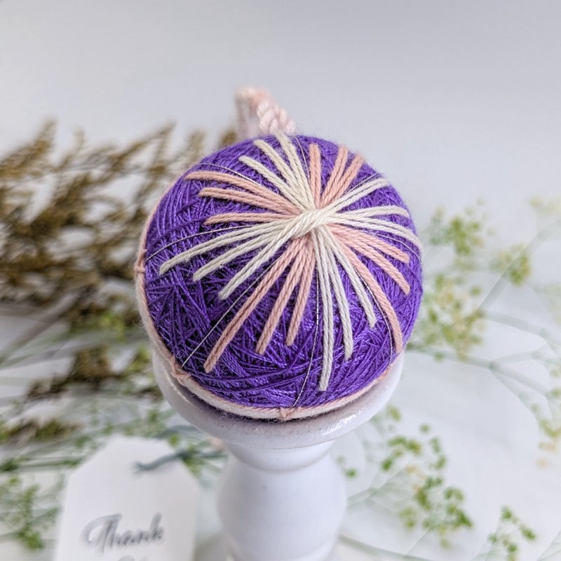 [Ready Stock] Moxa Temari Ball Sachet-Purple Pine Leaves - Charms - Cotton & Hemp Purple