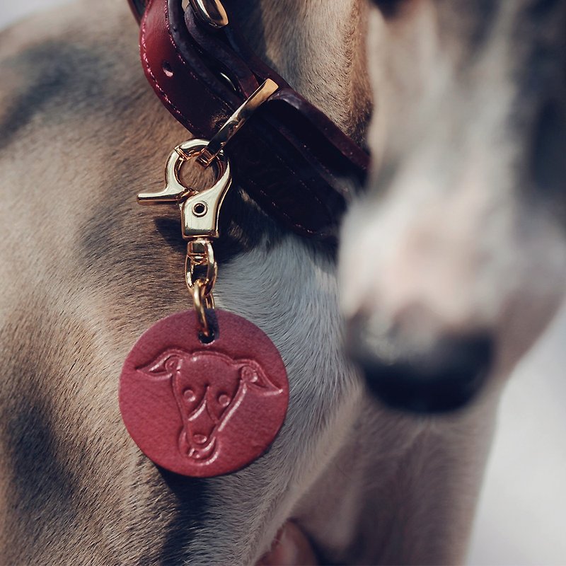 Pet breed tag keychain-Soft genuine leather | Sniff - Other - Genuine Leather Red