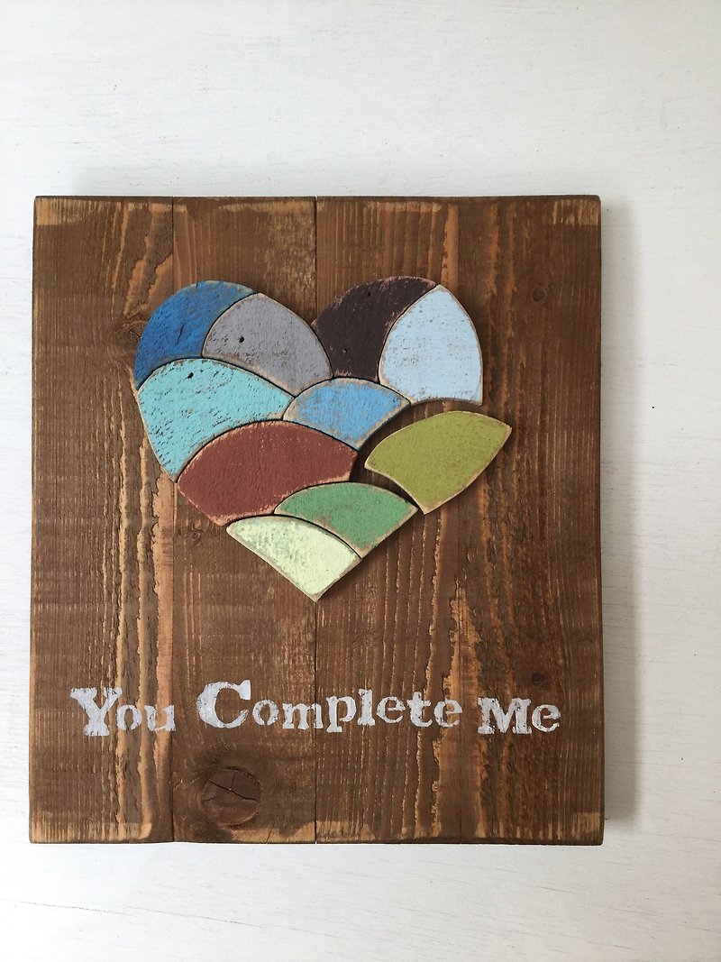Love puzzle creative wood wall hanging decoration confession gift hand-made you complete me - Wall Décor - Wood Multicolor
