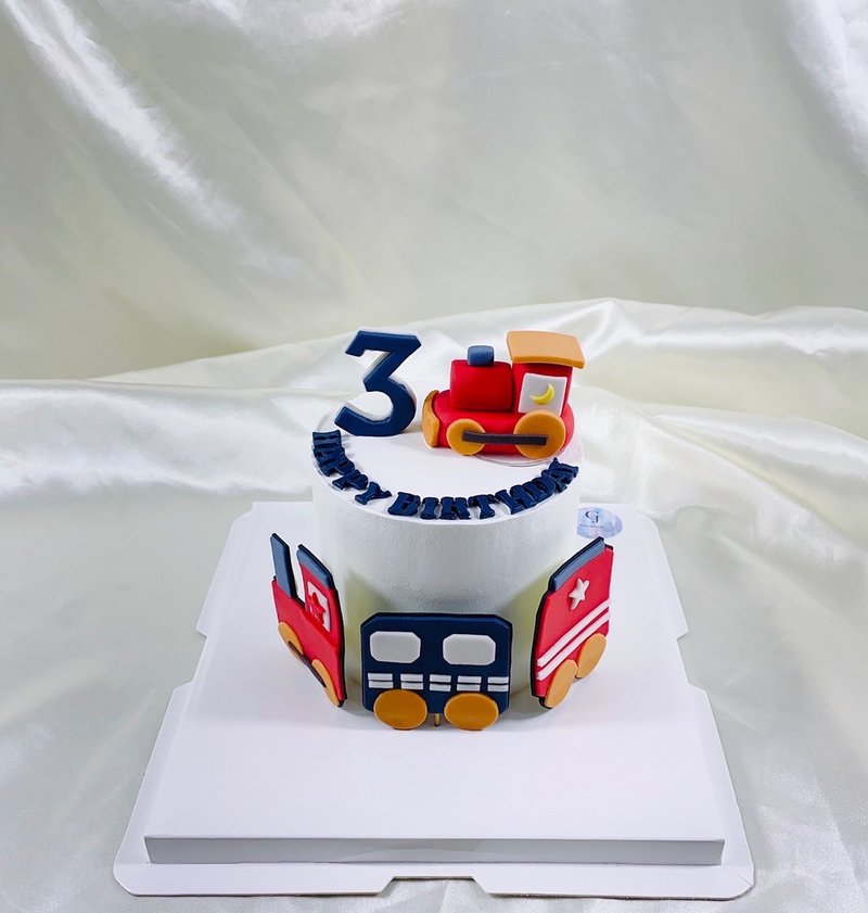 Little Train Birthday Cake Shape Customized Cartoon Fondant 4-inch Face-to-Face - Cake & Desserts - Fresh Ingredients Red