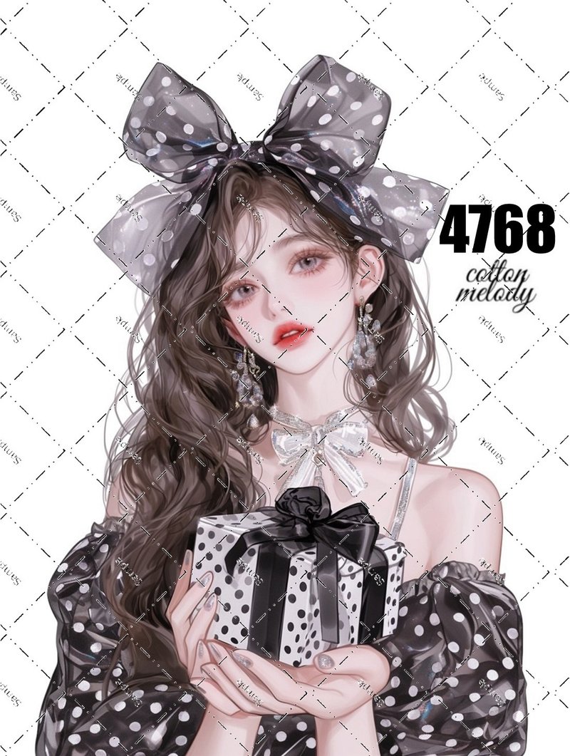 original sticker no.4768 人物ステッカー オリジナルステッカー オリジナル人物ステッカー 装飾ステッカー cotton melody - 貼紙 - 紙 