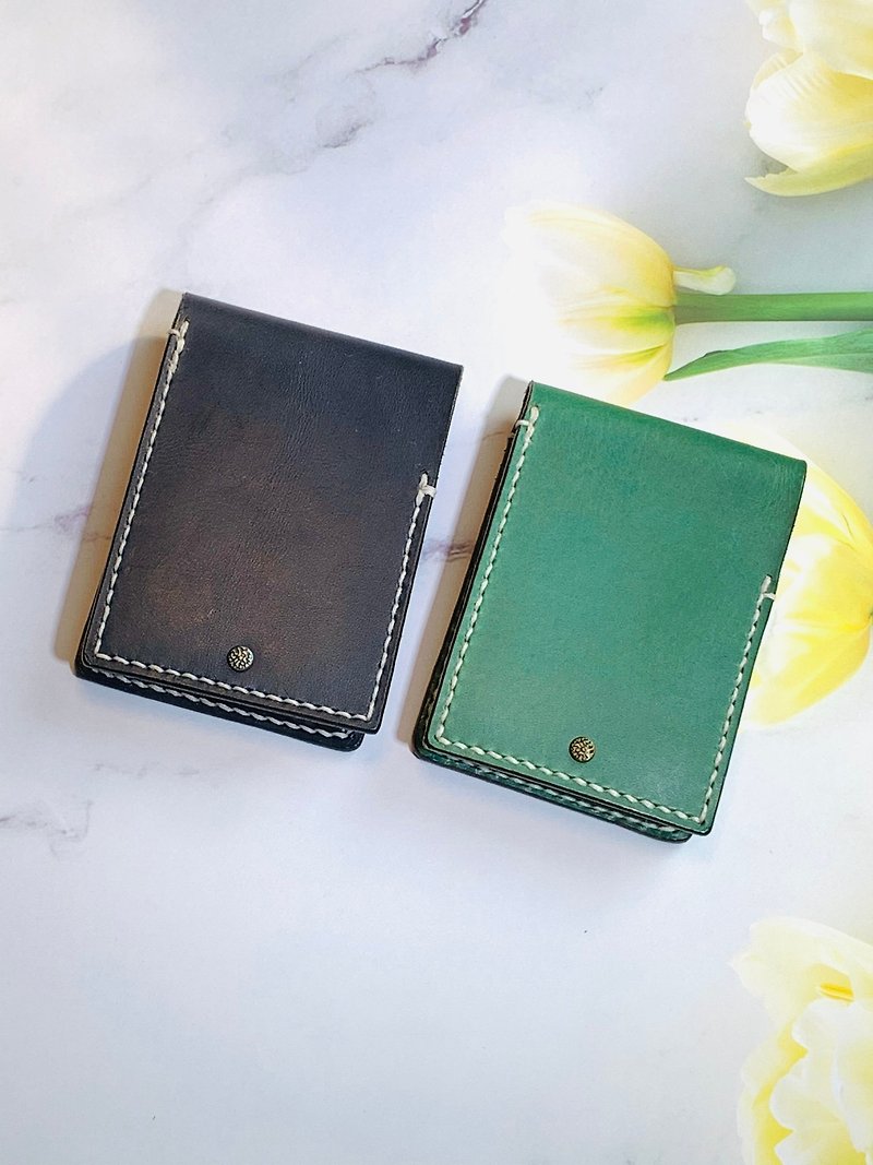 Yes Me Handmade Straight Business Card Holder Credit Card Cover Italian 100% Vegetable Tanned Leather - กระเป๋าสตางค์ - หนังแท้ หลากหลายสี