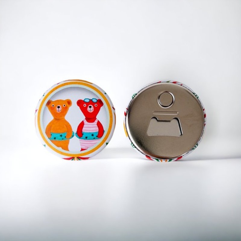 Magnetic bottle opener (round, beach bear) - Cookware - Other Metals 