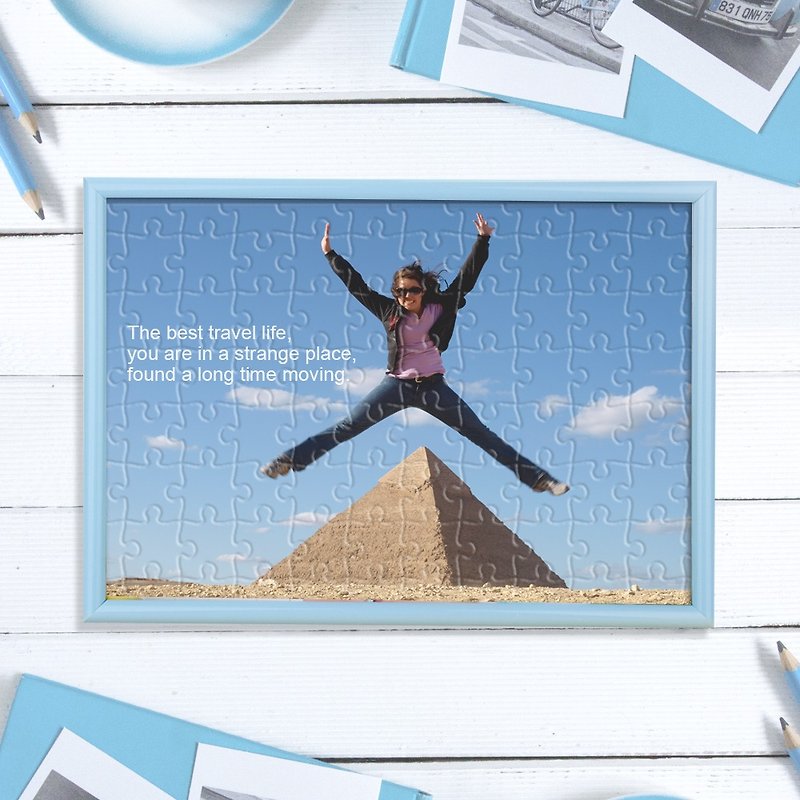 Customized photo puzzle photo frame - กรอบรูป - วัสดุอื่นๆ สีน้ำเงิน