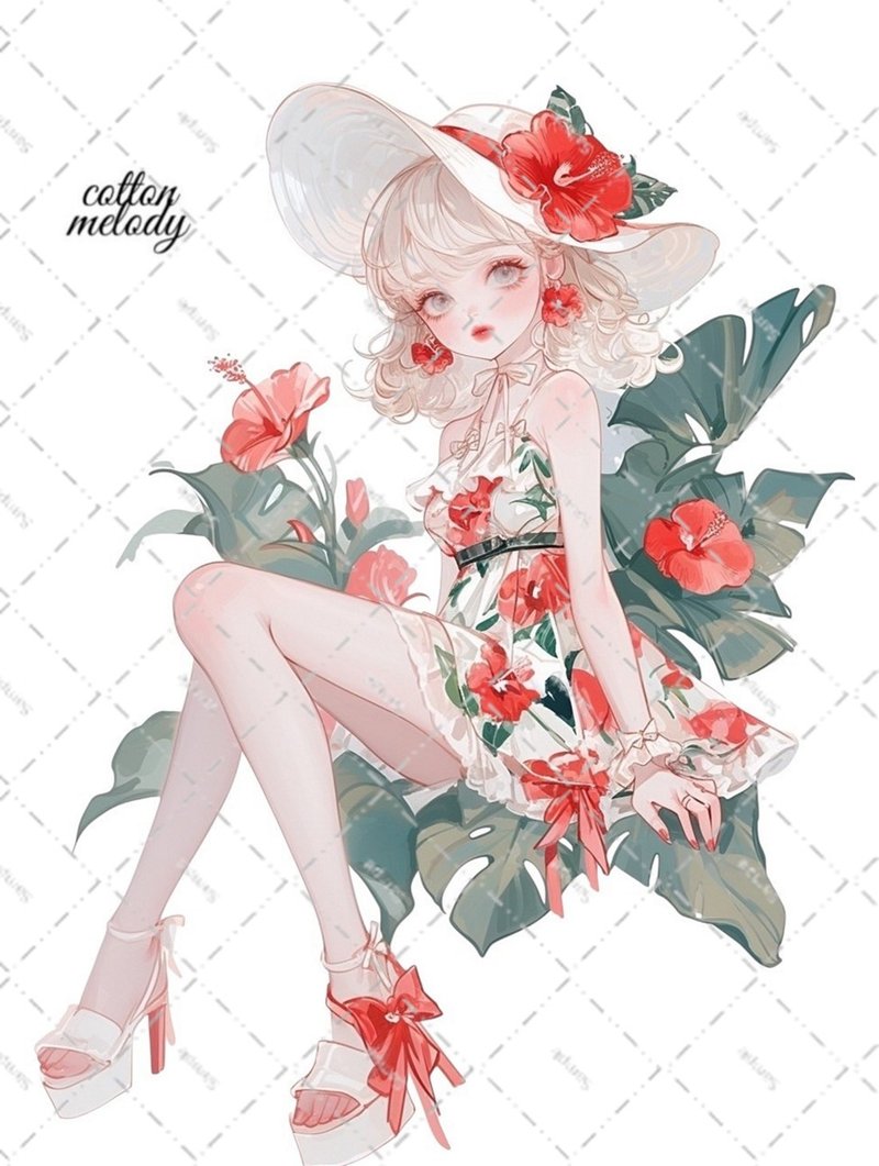 original sticker no.6492 人物ステッカー オリジナルステッカー 人物ステッカー 女の子ステッカー オリジナル人物ステッカー - 貼紙 - 紙 