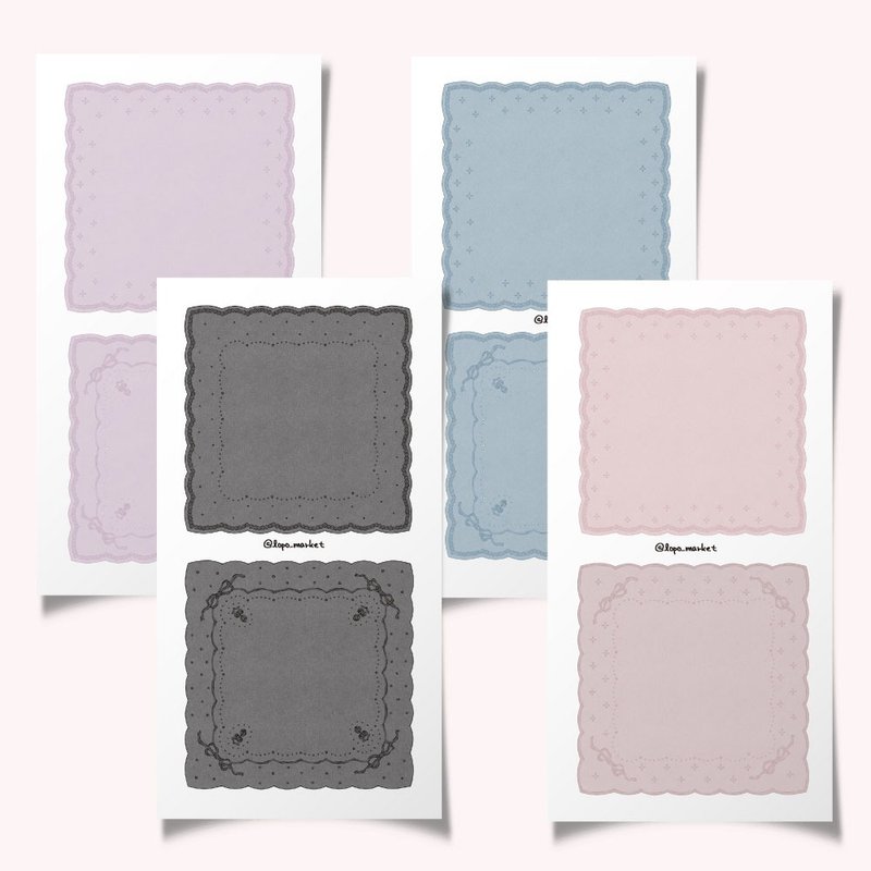 Cutie Lace Square Doily Stickers – 4 Designs, 40 Pieces (1 Set) - 貼紙 - 紙 