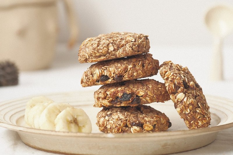 Vegan banana oatmeal cookies Gluten-free Egg-free Oil-free Salt-free - Handmade Cookies - Fresh Ingredients Brown