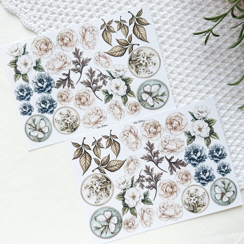 A522 - Classic flower - 貼紙 - 紙 