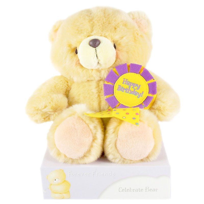 8 inches/birthday badge fluffy bear [Hallmark-ForeverFriends fluff-birthday series] - Stuffed Dolls & Figurines - Other Materials Brown