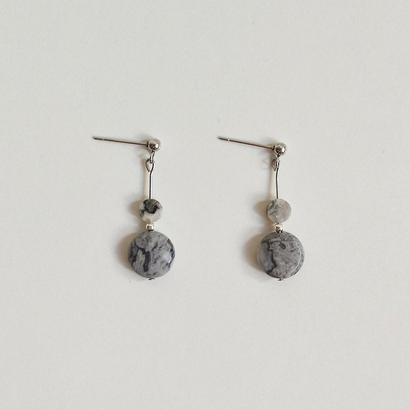 Earth and Ocean Natural Stone Earrings - Earrings & Clip-ons - Stainless Steel Gray