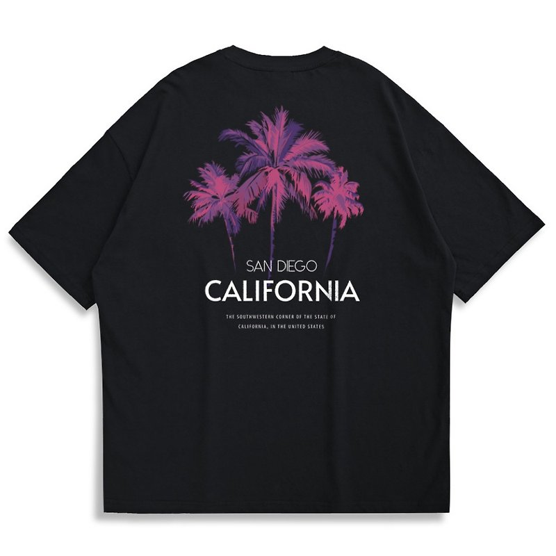 【Creeps Original】California Palm Oversized Printed T-shirt - เสื้อยืดผู้ชาย - ผ้าฝ้าย/ผ้าลินิน หลากหลายสี