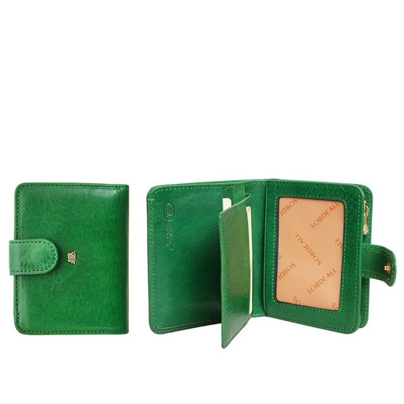 Classic special color short clip - กระเป๋าสตางค์ - หนังแท้ สีเขียว
