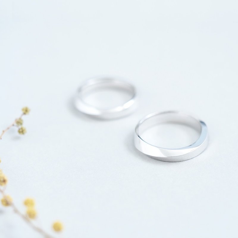 2 pieces set) wave line standard pairing Silver 925 - General Rings - Other Metals Silver