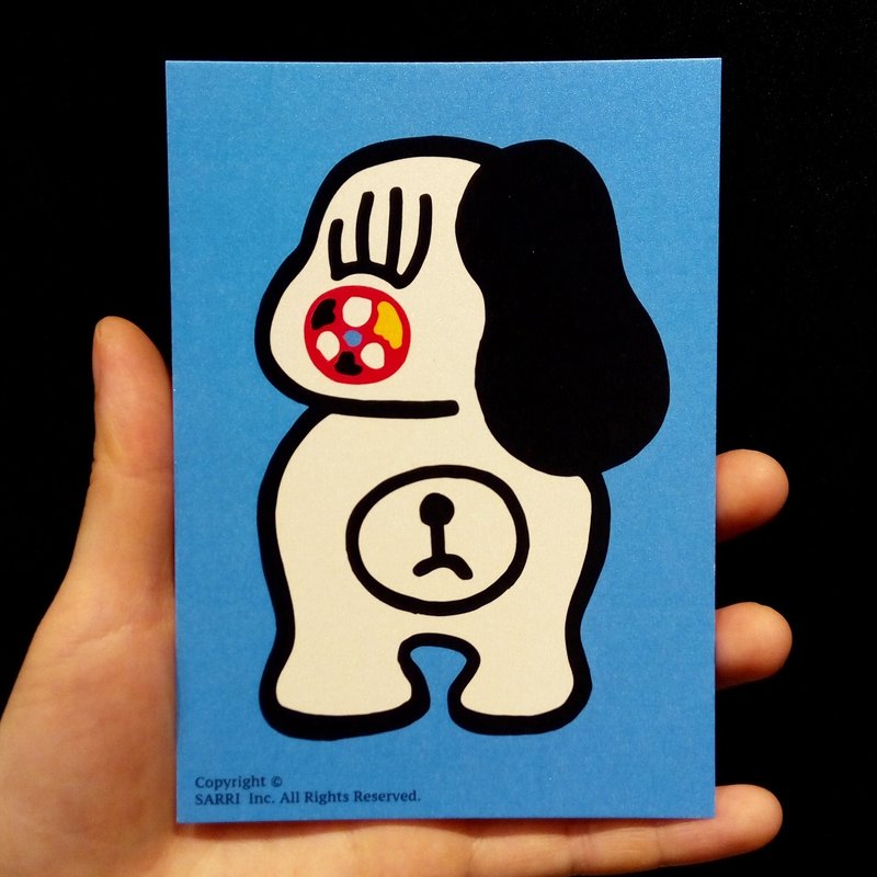 獨眼狗狗 (可製作A3大小的海報) 生日卡  postcard  繪本 card 卡片 萬用卡 poster 海報 現代 情人 愛 特別 可愛 台灣 怪誕 - 卡片/明信片 - 紙 藍色