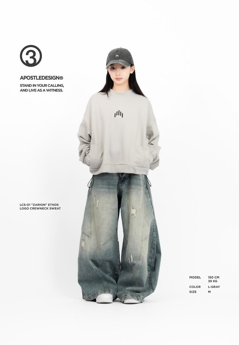 25AW LCS-01 ZARION Ethos Logo Crewneck Sweat - 女上衣/長袖上衣 - 棉．麻 