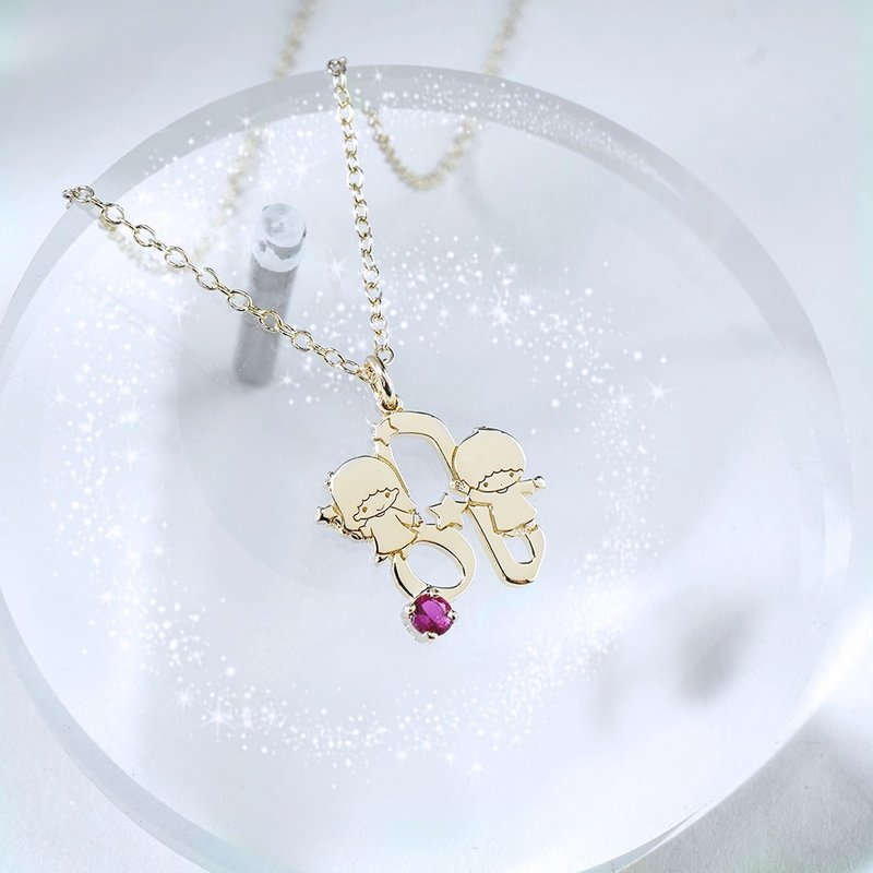 [Customized Gift] KikiLala Constellation Series - Gemini Leo Birthstone Sterling Silver Necklace - สร้อยคอ - เงินแท้ หลากหลายสี