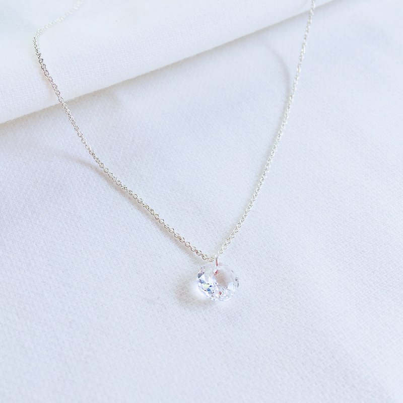 Memories of condensed clavicular chain S925 sterling silver necklace anti-allergic - Collar Necklaces - Sterling Silver Transparent