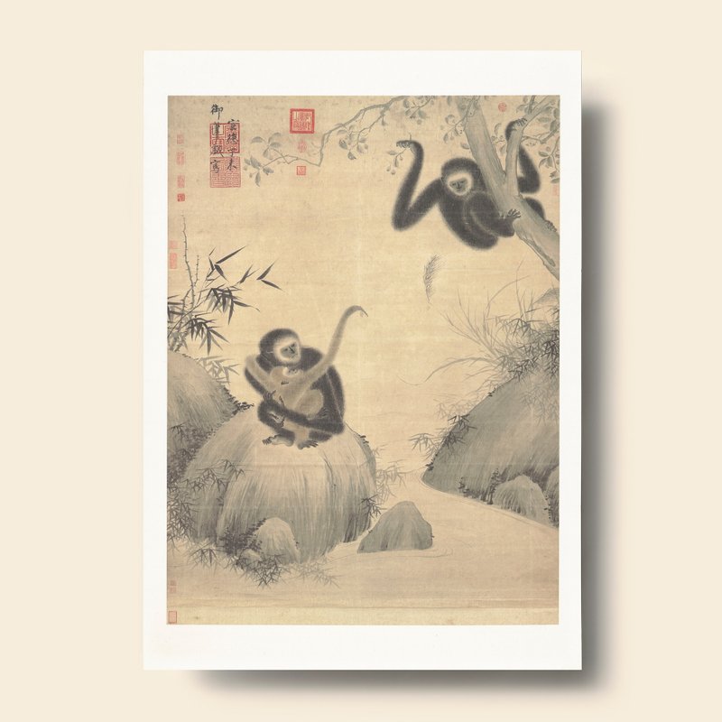 【藝術畫卡】明宣宗 戲猿圖 | 故宮名畫 | Deco Poster - 海報/掛畫/掛布 - 紙 卡其色