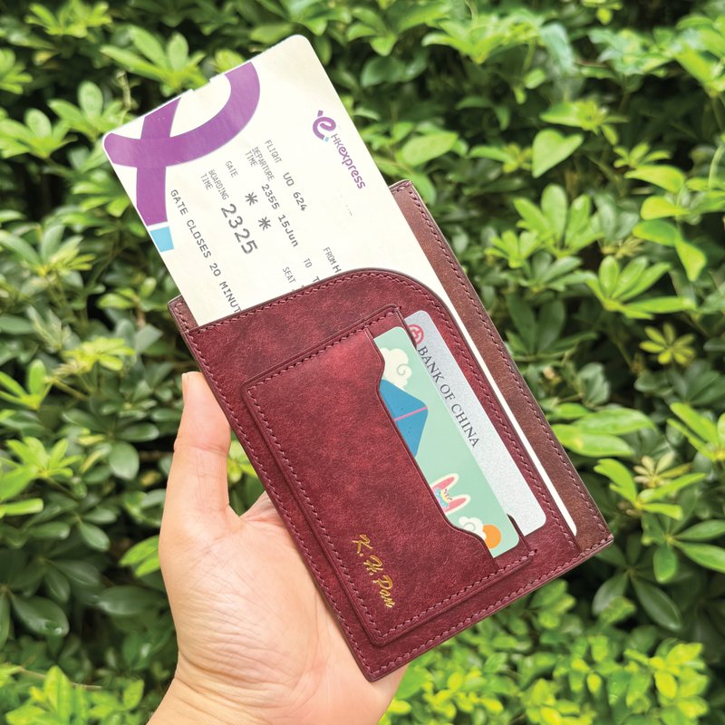 【Passport套/護照夾】酒紅色磨砂牛皮/旅行/多色可選/手工製造 - 護照夾/護照套 - 真皮 紫色