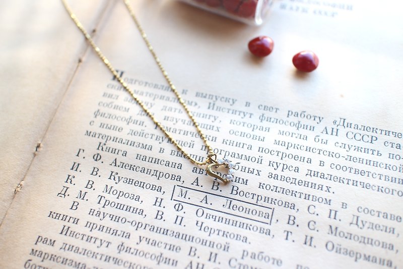 The heart-Zircon brass handmade necklace - Necklaces - Copper & Brass Gold