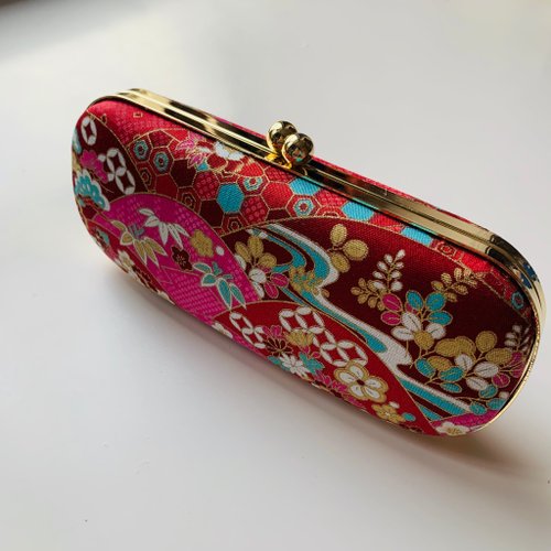 Bagel Baggo 日本桃紅福菊眼鏡盒/筆盒/首飾盒