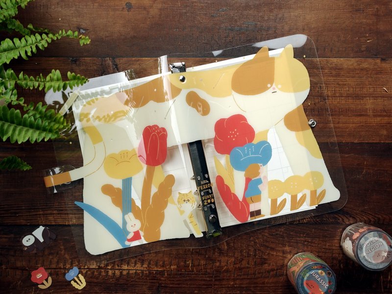 A5 six-hole binder album-Flower Cat Garden - Notebooks & Journals - Plastic Yellow