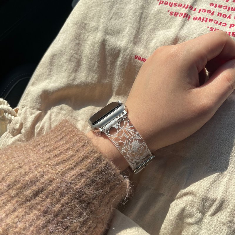 Apple watch band _ White lisianthus - 錶帶 - 其他材質 白色