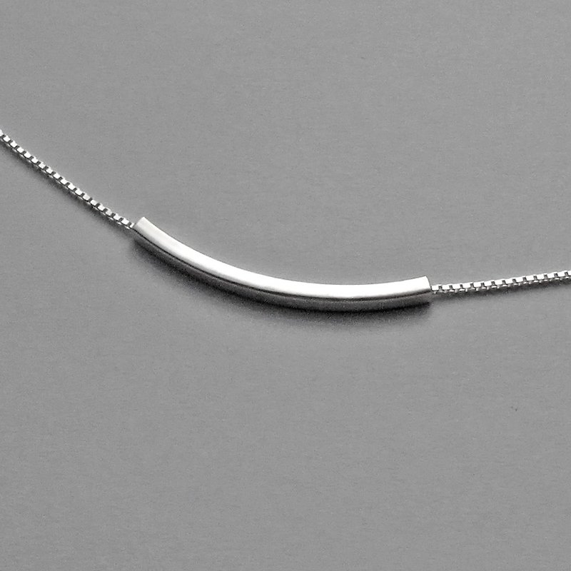 Crazy Geometry | Minimalist Smiling Arc Square Tube 925 Sterling Silver Necklace/Clavicle Chain/Multilayer Chain - Collar Necklaces - Sterling Silver Silver