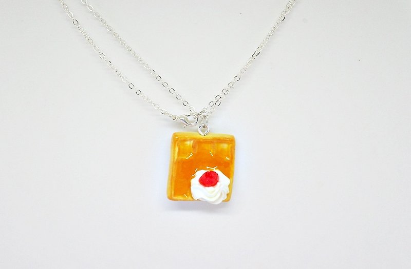 Clay Necklace ＊Square Single Muffin ＊ #試視# #可愛# - Necklaces - Clay Orange
