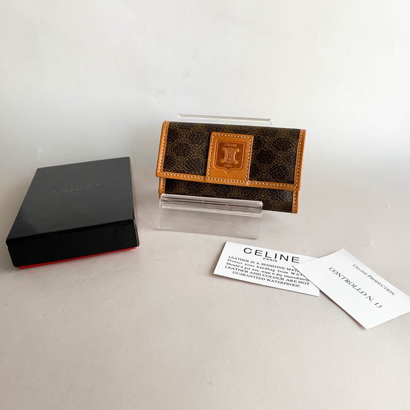 中古Celine賽琳│古著鑰匙圈│鑰匙包│Key Chain│Key Holder - 鑰匙圈/鑰匙包 - 真皮 咖啡色