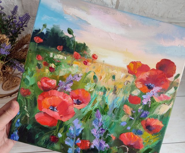 油絵 絵画 ポピーの花 ポピーの花/静物画/油絵/アート | 骨董・アンティークの